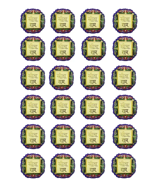 Multicolor_Wooden_Material_Puja_Rakhi_Sohn_Soon_Puja_Ram_Ram_Tags_Door_Tags_12_Pairs_Self_Stick(24_Piece)_Big_Size_Round_Shape
