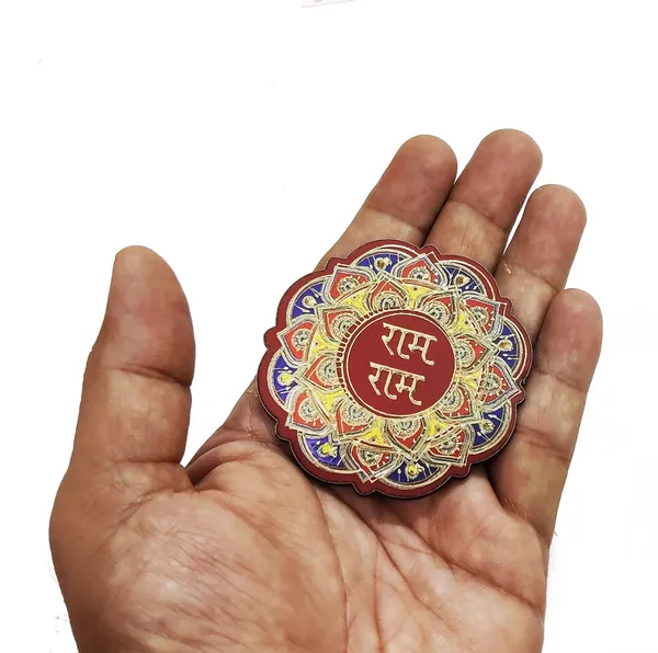Multicolor_Wooden_Material_Puja_Rakhi_Sohn_Soon_Puja_Ram_Ram_Tags_Door_Tags_12_Pairs_Self_Stick(24_Piece)_Big_Size_Round_Shape