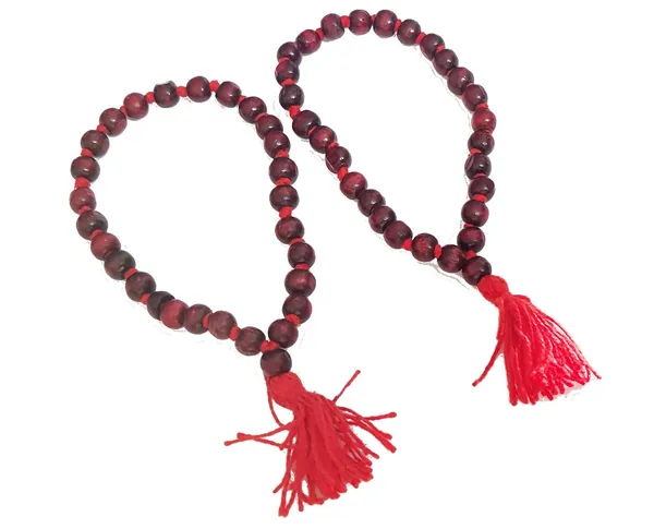 Multicolor_2_Pc_Laal_Sandalwood_Knotted_Mala_Bracelet_Beads_Prayer_Mala,_Sandalwood_Bracelet_Quarter_Mala_2_Pc