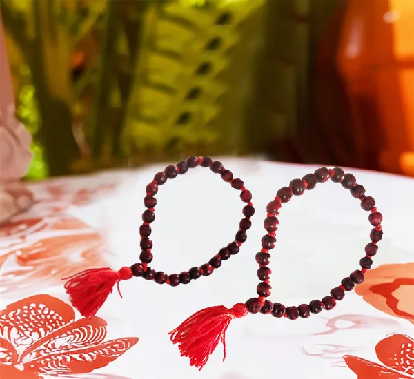 Multicolor_2_Pc_Laal_Sandalwood_Knotted_Mala_Bracelet_Beads_Prayer_Mala,_Sandalwood_Bracelet_Quarter_Mala_2_Pc