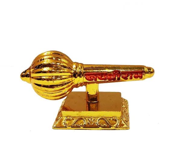Golden_Metal_Made_Bajrang_Bali_Small_Gada_With_Square_Stand_For_Keeping_In_Home_Temple_Or_Gifting_3_Inch