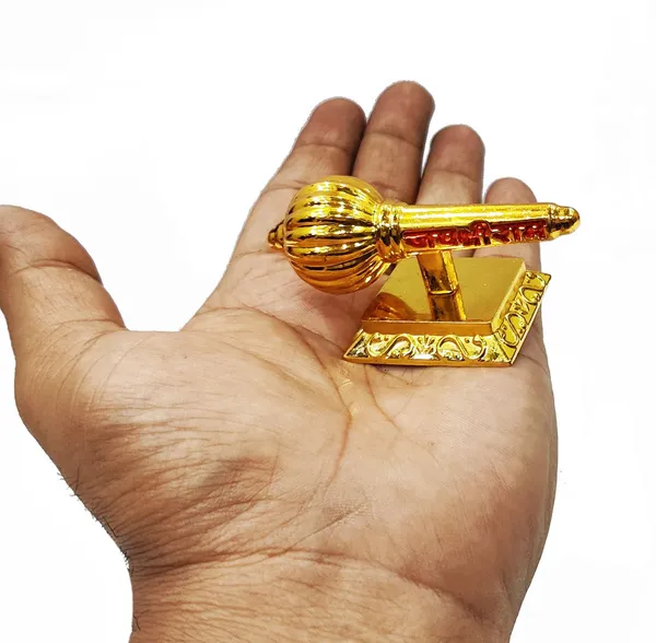 Golden_Metal_Made_Bajrang_Bali_Small_Gada_With_Square_Stand_For_Keeping_In_Home_Temple_Or_Gifting_3_Inch