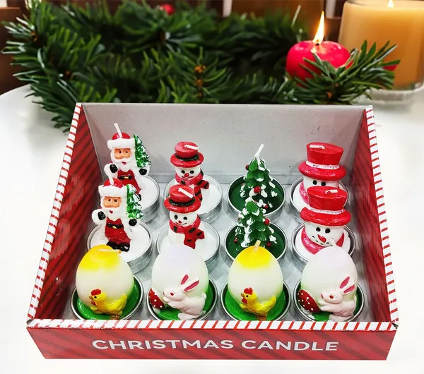 Multicolor_12_Piece_Miniature_Christmas_Tea_Light_Candle_Set_Mix_Figures_Santa_Claus,_For_Christmas_Home_Decorations_(12_Piece_Box)