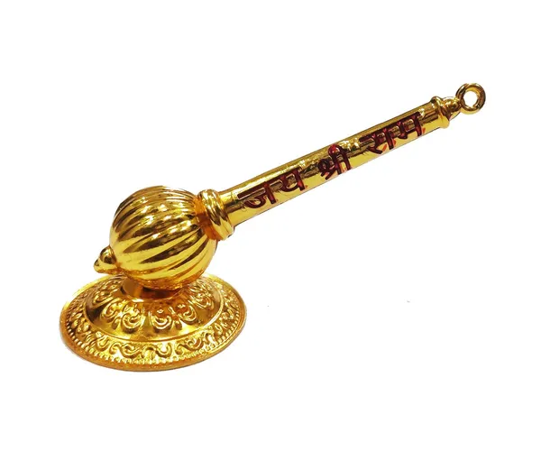 Golden_Metal_Made_Bajrang_Bali_Small_Gada_With_Stand_For_Keeping_In_Home_Temple/Car_Dashboard_Or_Gifting_To_Hanuman_Ji_Size-_4_Inch_Wt-100_Gram_Approx