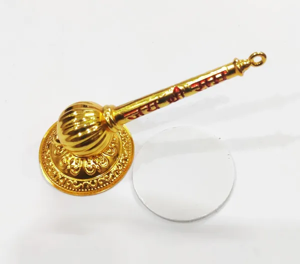 Golden_Metal_Made_Bajrang_Bali_Small_Gada_With_Stand_For_Keeping_In_Home_Temple/Car_Dashboard_Or_Gifting_To_Hanuman_Ji_Size-_4_Inch_Wt-100_Gram_Approx