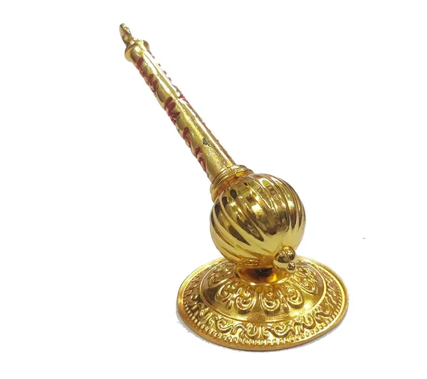 Golden_Metal_Made_Bajrang_Bali_Small_Gada_With_Stand_For_Keeping_In_Home_Temple/Car_Dashboard_Or_Gifting_To_Hanuman_Ji_Size-_4_Inch_Wt-100_Gram_Approx