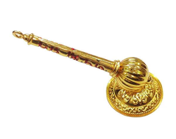 Golden_Metal_Made_Bajrang_Bali_Small_Gada_With_Stand_For_Keeping_In_Home_Temple/Car_Dashboard_Or_Gifting_To_Hanuman_Ji_Size-_4_Inch_Wt-100_Gram_Approx