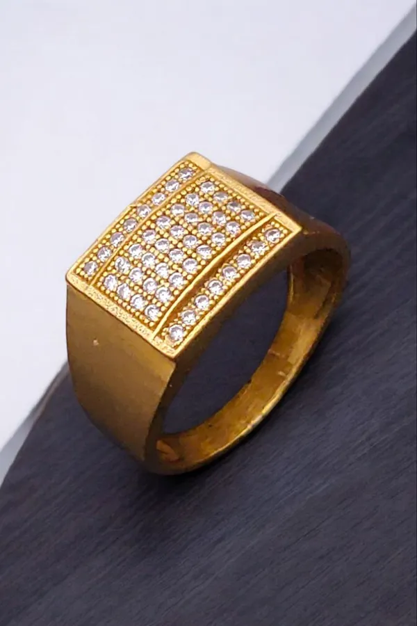 Gold_Plated_Brass_Ring_|_With_Cz_Diamond_|_For_Men