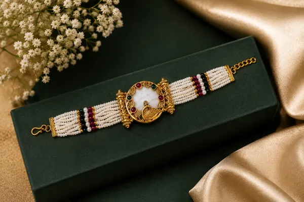 Latest_Classy_Gold_Plated_Rajwadi_Moti_Work_Bracelet