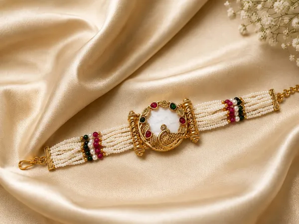 Latest_Classy_Gold_Plated_Rajwadi_Moti_Work_Bracelet