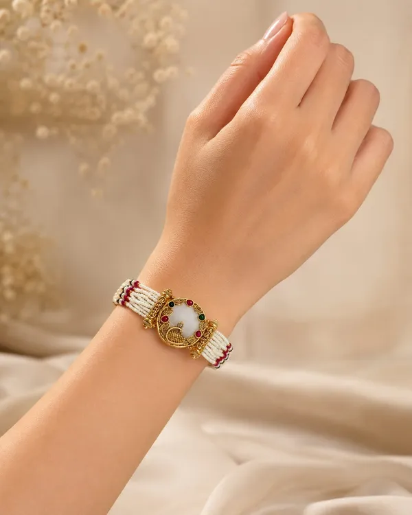 Latest_Classy_Gold_Plated_Rajwadi_Moti_Work_Bracelet