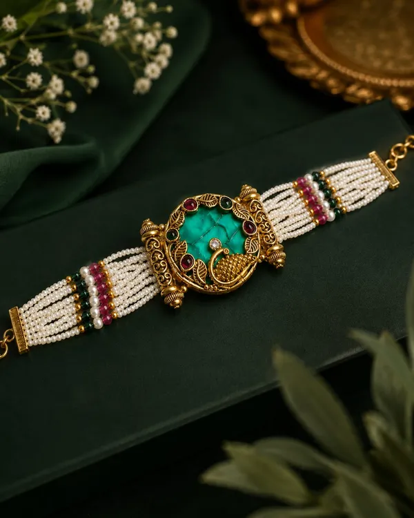 Latest_Classy_Gold_Plated_Rajwadi_Moti_Work_Bracelet
