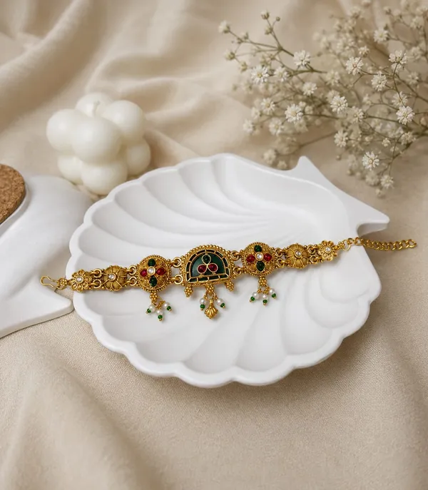 Latest_Classy_Gold_Plated_Rajwadi_Moti_Work_Bracelet