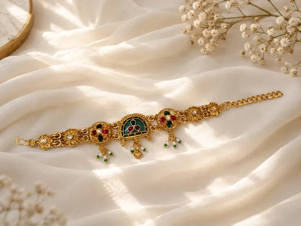 Latest_Classy_Gold_Plated_Rajwadi_Moti_Work_Bracelet