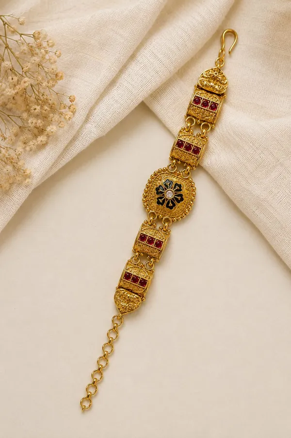 Latest_Classy_Gold_Plated_Rajwadi_Moti_Work_Bracelet