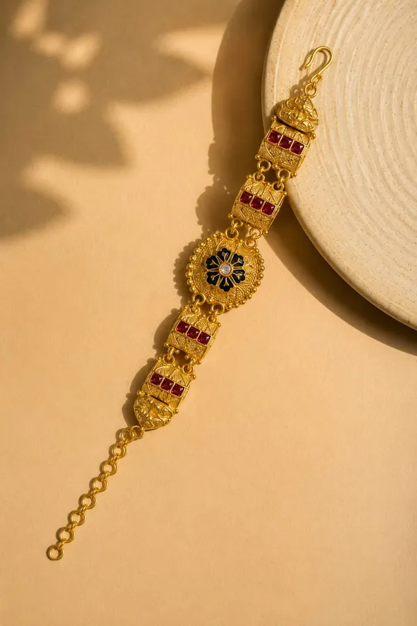 Latest_Classy_Gold_Plated_Rajwadi_Moti_Work_Bracelet