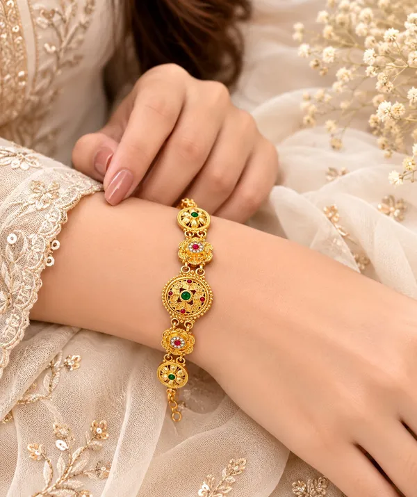Latest_Classy_Gold_Plated_Rajwadi_Moti_Work_Bracelet