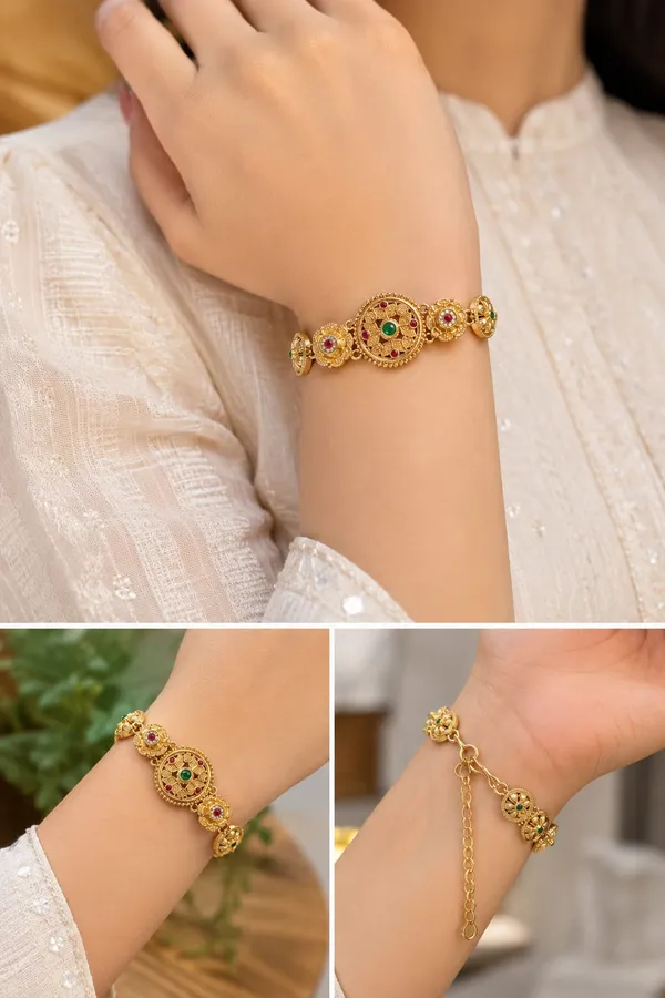 Latest_Classy_Gold_Plated_Rajwadi_Moti_Work_Bracelet