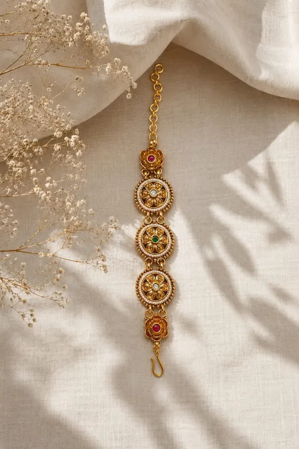 Latest_Classy_Gold_Plated_Rajwadi_Moti_Work_Bracelet