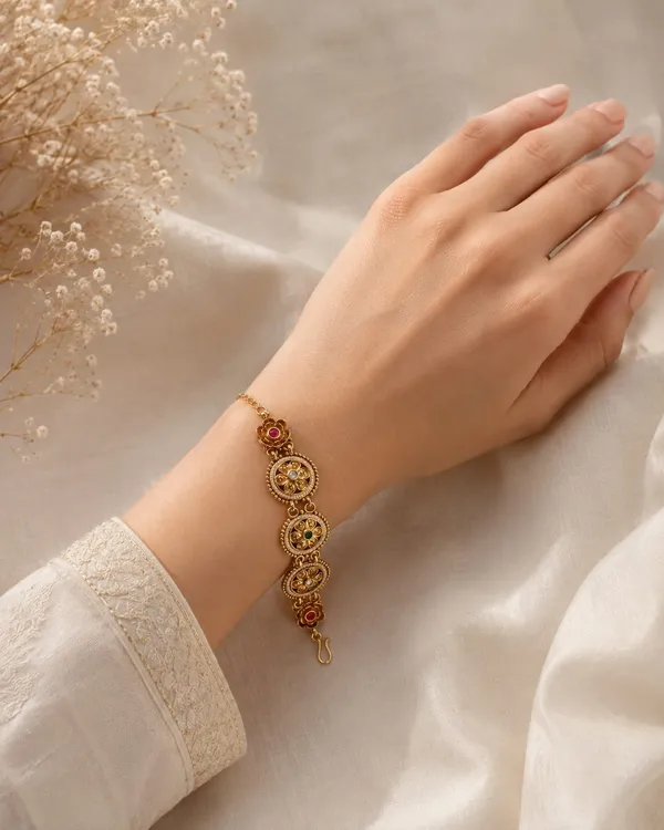 Latest_Classy_Gold_Plated_Rajwadi_Moti_Work_Bracelet