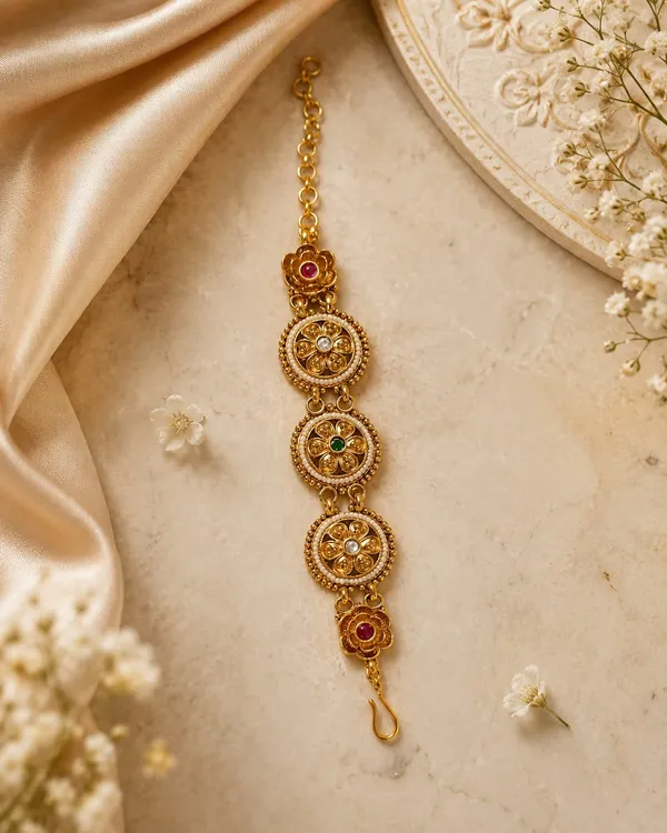 Latest_Classy_Gold_Plated_Rajwadi_Moti_Work_Bracelet