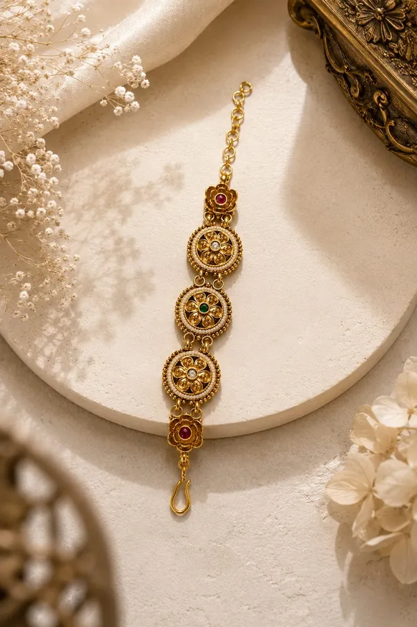 Latest_Classy_Gold_Plated_Rajwadi_Moti_Work_Bracelet