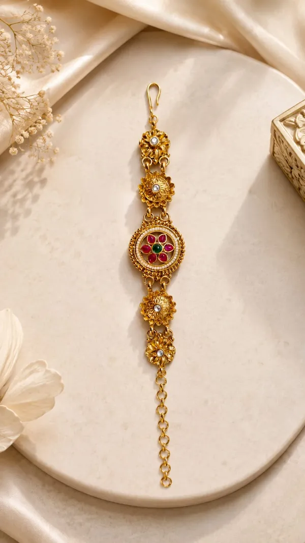 Latest_Classy_Gold_Plated_Rajwadi_Moti_Work_Bracelet