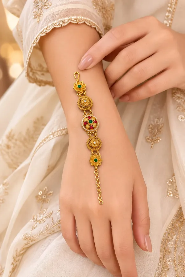 Latest_Classy_Gold_Plated_Rajwadi_Moti_Work_Bracelet