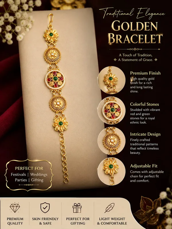 Latest_Classy_Gold_Plated_Rajwadi_Moti_Work_Bracelet