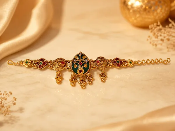 Traditional_Gold-Tone_Green_&_Red_Stone_Bracelet