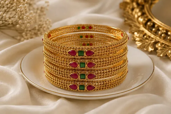 Elegant_Gold-Tone_Ruby_&_Green_Stone_Bangles_�_Set_of_4