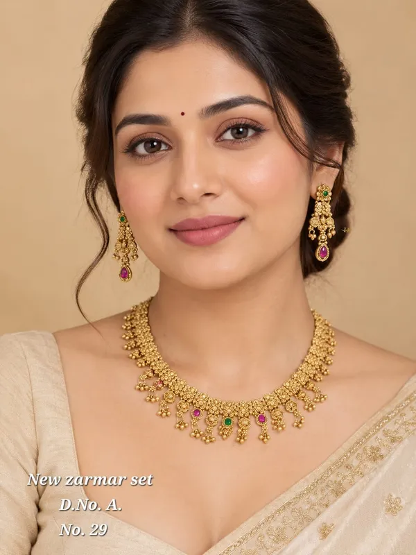 Antique_Gold_Finish_Choker_Necklace_Set_with_Matching_Earrings