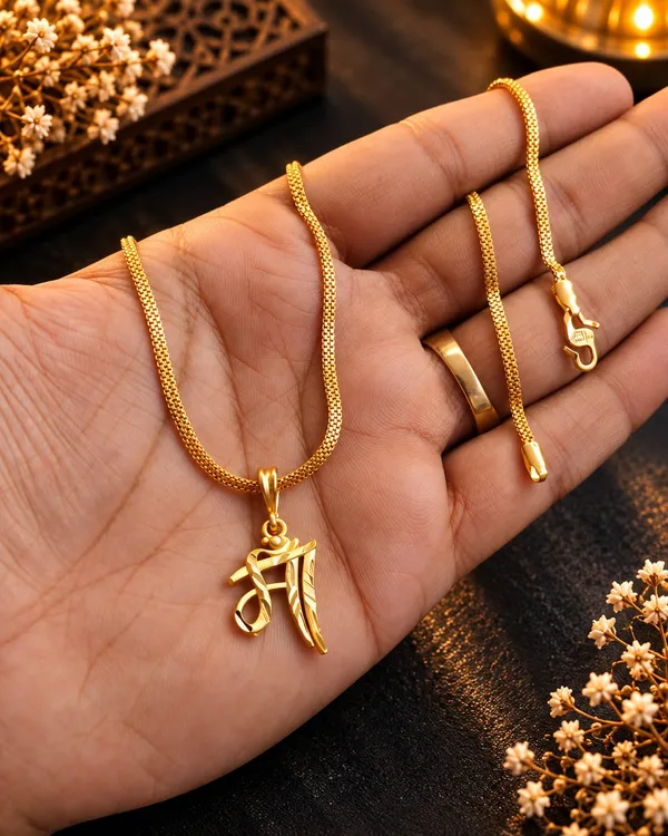 Gold-Plated_Pendant_Necklace_with_Textured_Chain