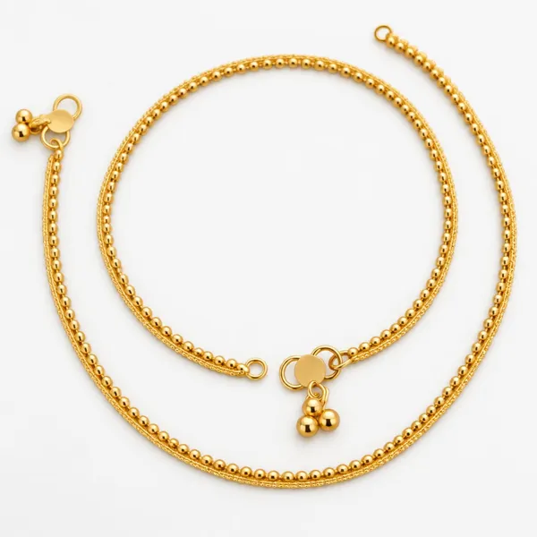 Gold-Plated_Chain_Anklet_Pair_with_Ghungroo_Drops_for_Women_&_Girls