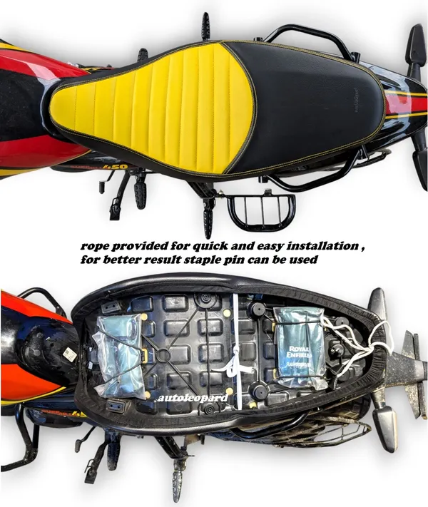 AUTOLEOPARD_GUERRILLA_450_PREMIUM_QUALITY_/_RUBBER_FOAM_Single_Bike_Seat_Cover_For_Royal_Enfield_NA