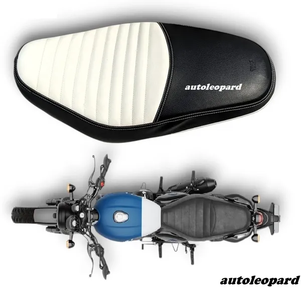 White_&_Black_Leather_Premium_&_Elegant_Bike_Seat_Cover