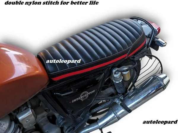 AUTOLEOPARD_INTERCEPTOR_PARALLE_RIBBON_RED_Single_Bike_Seat_Cover_For_Royal_Enfield_NA
