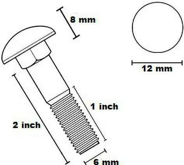 Nut__Bolt_Set_Stainless_Steel_Carriage_Bolts_2_Inche_With_Fittings_Pack_Of_50_Pc_Stainless_Steel