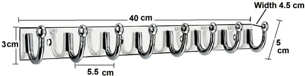 Urim_Premium_Stainless_Steel_8_Pin_Cloth_Hanger_Wall_Mounted_Bathroom_Cloth_HangerCoth_Wall_HookDoor_Hooks_Rail_For_Hanging_KeysClothesTowel_Pack_Of_3_With_2_J_Hooks_Door_Hanger
