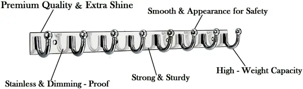 Urim_Premium_Stainless_Steel_8_Pin_Cloth_Hanger_Wall_Mounted_Bathroom_Cloth_HangerCoth_Wall_HookDoor_Hooks_Rail_For_Hanging_KeysClothesTowel_Pack_Of_3_With_2_J_Hooks_Door_Hanger