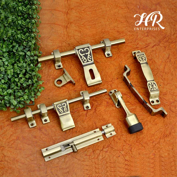 Hr_Enterprises_Heavy_Double_Door_Fitting_Accessories_Full_SetKit_S1_Door_Kit_Aluminium_Door_Handle_Gold