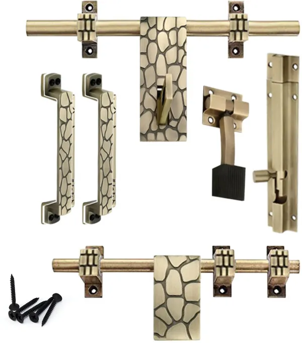 Lak_Antique_Finish_Brass_Door_Accessories_Fittings_Kit_Aldrop_Set_Standard_Golden_With_Screws_Design_9_Brass_Door_Handle_Gold