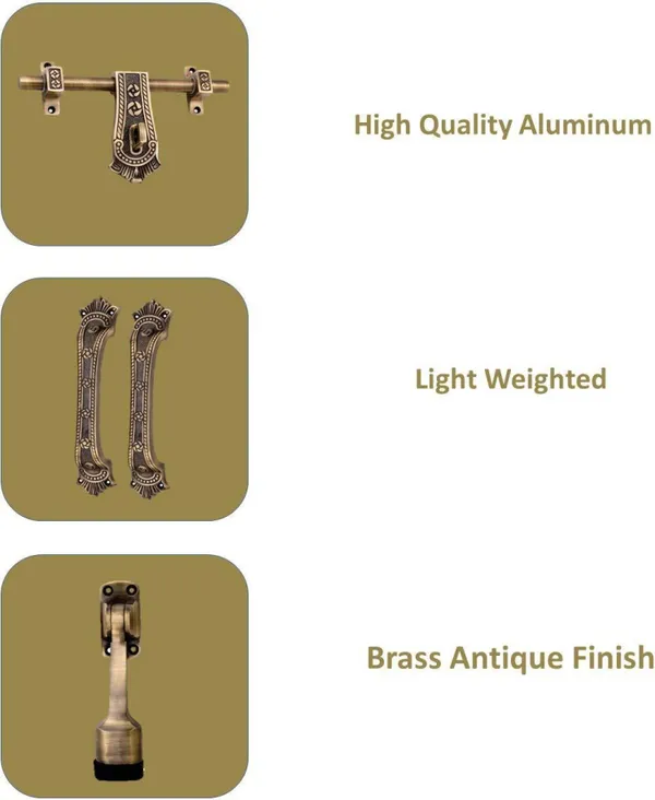 Urim_Maharaja_Style_Single_Kit_Full_Fitting_Set_10_Inch_Zinc_Door_Handle_Brown_Pack_Of_1