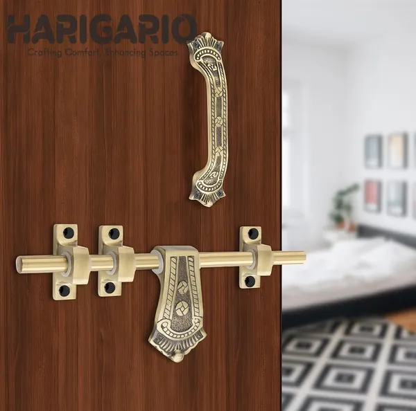 Urim_Maharaja_Style_Single_Kit_Full_Fitting_Set_10_Inch_Zinc_Door_Handle_Brown_Pack_Of_1