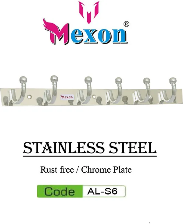 Round_U_Shape_6_Pin_Glossy_Hooks_Stainless_Steel_Bathroom_Cloth_Hooks__Hanger__Key_Holder__Door_Wall_Robe_Hooks_Rail_For_Hanging_Keys_Clothes_Towel_Hook_Rail_Eco_Friendly_Stainless_Steel_Aluminium_Dress_Pack_Of_2_Hangers_For__Dress_Silver