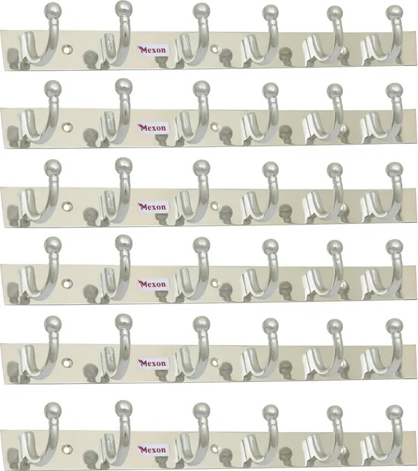 Round_U_Shape_6_Pin_Glossy_Hooks_Stainless_Steel_Bathroom_Cloth_Hooks__Hanger__Key_Holder__Door_Wall_Robe_Hooks_Rail_For_Hanging_Keys_Clothes_Towel_Hook_Rail_Eco_Friendly_Stainless_Steel_Steel_Dress_Pack_Of_4_Hangers_For__Dress_Silver