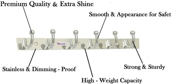 Round_U_Shape_6_Pin_Glossy_Hooks_Stainless_Steel_Bathroom_Cloth_Hooks__Hanger__Key_Holder__Door_Wall_Robe_Hooks_Rail_For_Hanging_Keys_Clothes_Towel_Hook_Rail_Eco_Friendly_Stainless_Steel_Steel_Dress_Pack_Of_4_Hangers_For__Dress_Silver