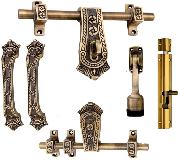 Urim_Antique_Brass_6-Piece_Door_Hardware_Set_10-Inch_Premium_Kit_Zinc_Door_Handle_Brown_Pack_Of_6