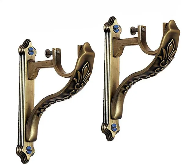 Gold_Curtain_Knobs_Curtain_Hooks_Rod_Rail_Bracket_Metal_Pack_Of_2