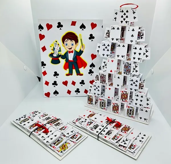 BAG_TO_CARD_CASTLES_MAGIC_TRICK_(SET_OF_3_CASTLES)_/_CARD_CASTLE_MAGIC_BAG_TRICK